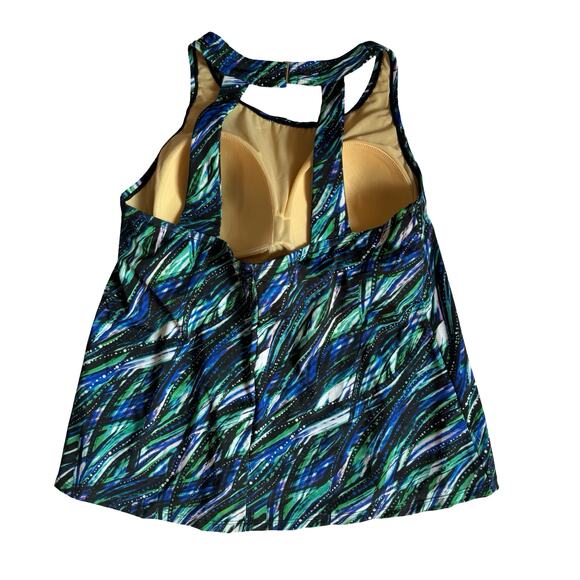 NWT Swimsuits For All Size 16 Tankini Top Shelf Bra Chlorine Resistant Print - Picture 4 of 11